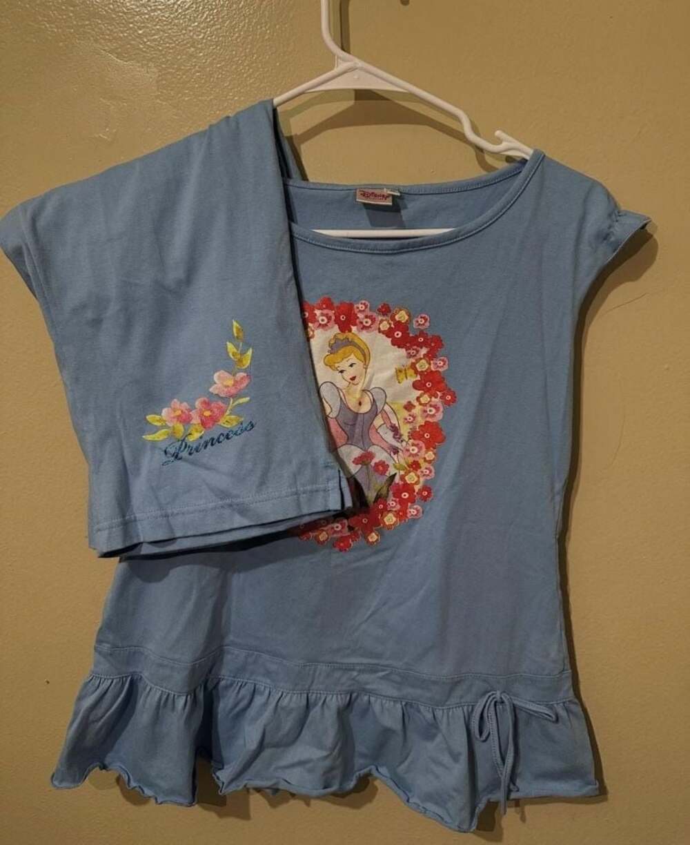 Disney Cinderella Blue Ruffle Pajama Set Size L 12/13